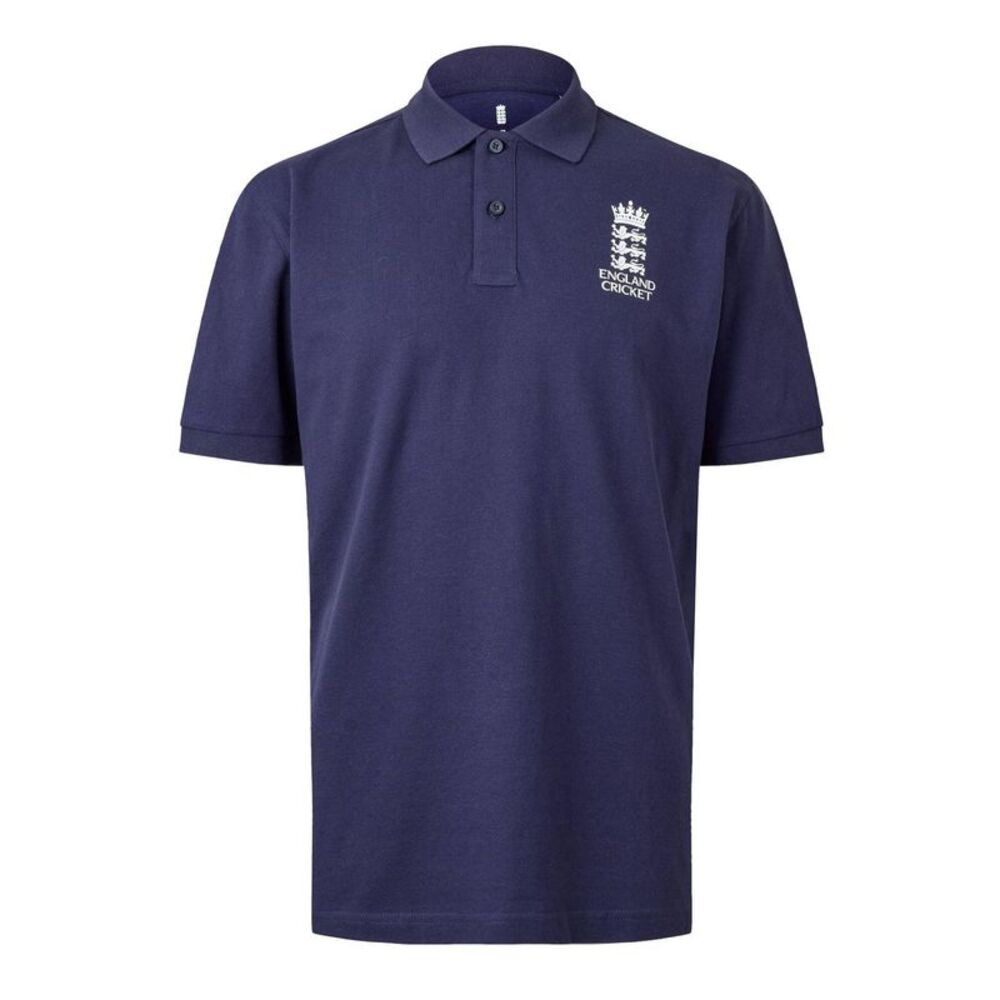 Castore Mens England Cricket Ribbed Polo Shirt / Navy